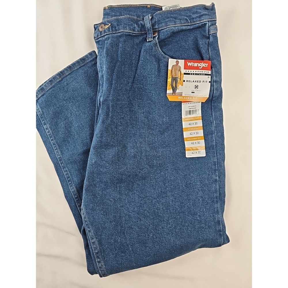 Wrangler Regular Fit Jeans Blue 5 Star Heritage Denim 42x30 NWT
